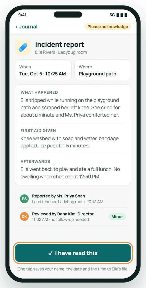 One-tap incident acknowledgment