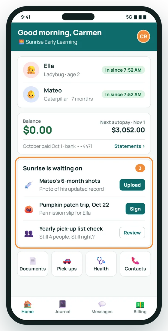 Parents see exactly what you need