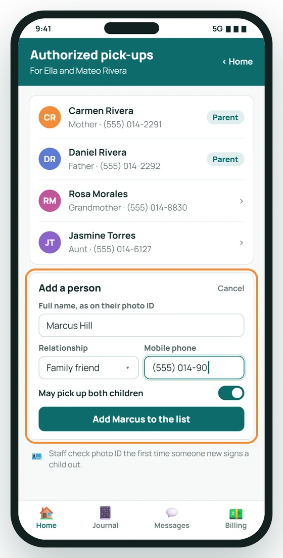 Families keep their own pick-up list